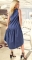 Длинное катоновое платье № 3689,синее в горошек
