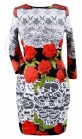 Платье № 1431N розы с кружевом