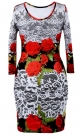 Платье № 1431N розы с кружевом