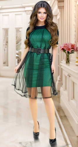 Необычное  стильное платье № 3944,зелёное