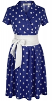 Платье № 3087S белый горох на синем (розница 497 грн.)