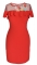 Красное облегающее платье с яркими цветами