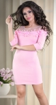 Розовое платье с открытыми плечами № 33106