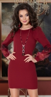Элегантное платье с красивыми рукавами № 1490,бордовое