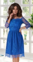 Нарядное платье из  " Французского кружева " № 3937,ярко синее
