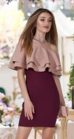 Двухцветное узкое платье с воланами № 1691N