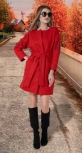 Кашемировое пальто с жемчугом № 35453 , красное