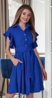 Лёгкое платье-рубашка № 3978, ярко синее