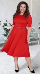 Красное платье "миди" с расклешённой юбкой и ремешком № 39281