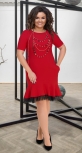 Платье с воланом в низу № 17811,красное
