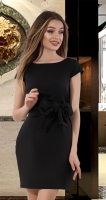 Лаконичное платье с поясом № 4015 , чёрное