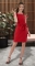 Лаконичное платье с поясом № 4015 ,красное