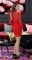 Короткое гипюровое платье с открытыми плечиками № 3635,красное