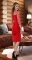 Красивое платье с баской № 3472 ,красное