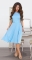 Красивое платье "миди" с расклешённой юбкой и ремешком № 3928,голубое