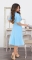 Красивое платье "миди" с расклешённой юбкой и ремешком № 3928,голубое