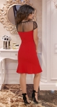 Платье с воланчиком и красивым лифом № 3598,красное
