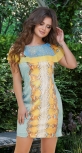 Катоновое платье с принтом  и оборкой по плечам № 828