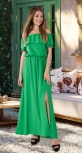 Длинное платье с открытыми плечиками № 3149,  ярко зелёное