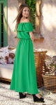 Длинное платье с открытыми плечиками № 3149,  ярко зелёное