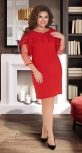 Красивое короткое платье с ажурным лифом № 340431,красное