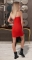 Короткое платье с бахромой № 4030 , красное
