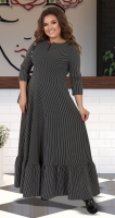 Платье с оборкой в полоску № 40881,чёрное