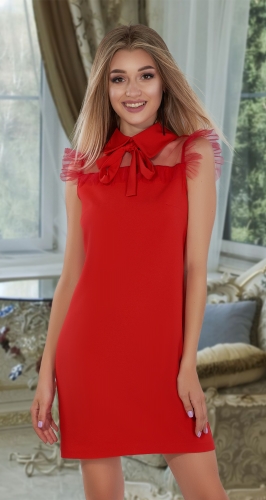 Свободное красное платье № 3611