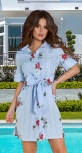 Катоновое платье-рубашка с "мережкой" № 39763,бело-голубое