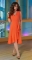 Платье с v-вырезом и оборками № 3933,оранжевое