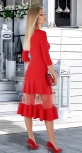Эффектное платье МИДИ № 3433 , красное