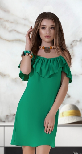 Свободное платье № 3778, зелёное