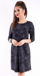 Платье № 1721N сиренево-голубые цветы на черном