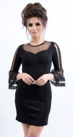 Нежное нарядное платье черного цвета с кружевом