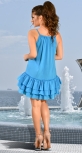Летнее голубовое платье с рюшами