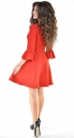 Красное нежное платье с расклешенной юбкой