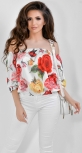 Блуза № 1797N  Dolche розы на белом 