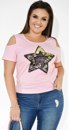 Модная розовая женская футболка