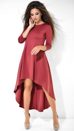 Модное бордовое  платье