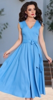 Небесно-голубое платье из льна № 4315