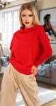Красный вязаный свитер-туника № 4506