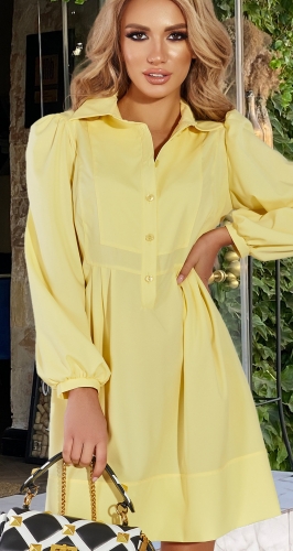 Желтое свободное платье